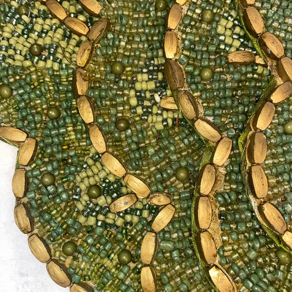 Set of 4 Vintage Hand Beaded Leaf Chargers - Picture 3 of 9